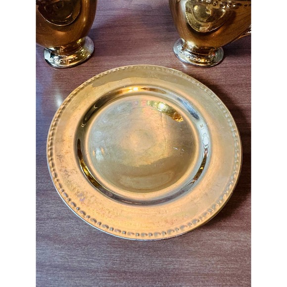 Homer Laughlin Georgian eggshell 22K gold lidded sugar creamer an dessert plate - Picture 4 of 10